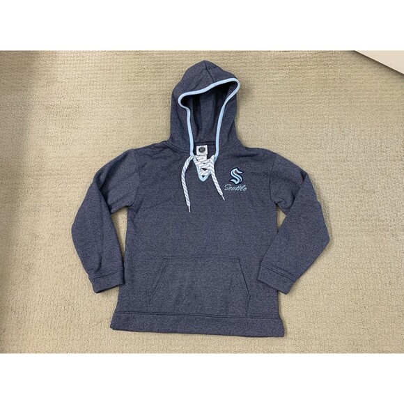 Seattle Kraken NHL Womens Lace Up Pullover Jersey Hoodie Slate Blue Small - Picture 3 of 10